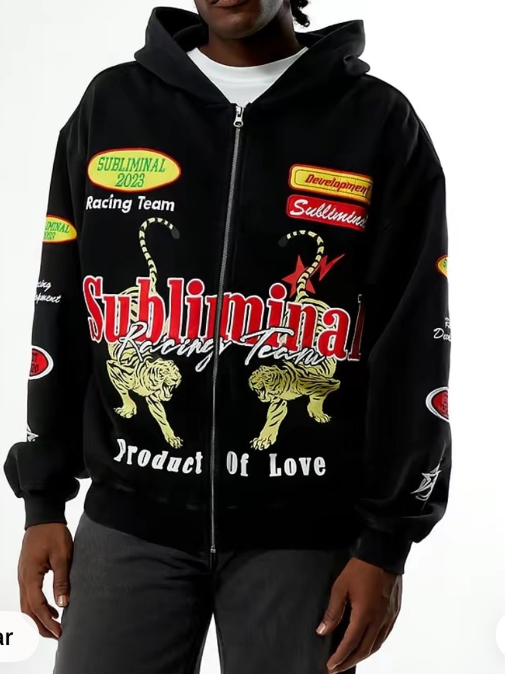 PacSun Black Racing Graphic Full-Zip Hoodie